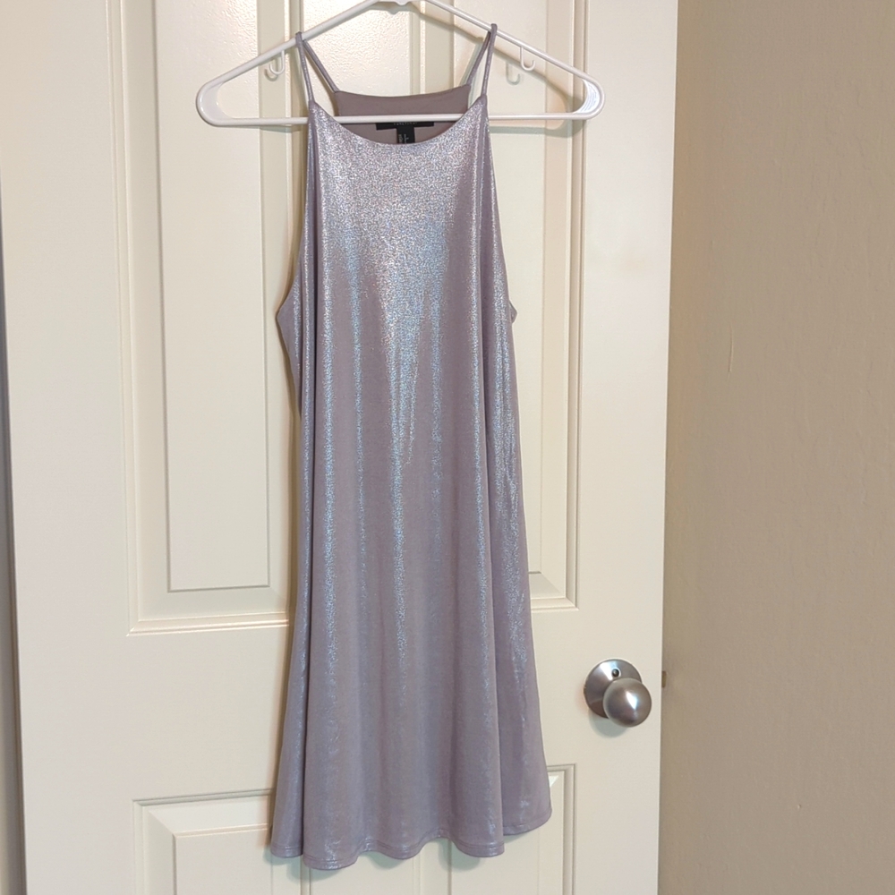Glitter Silver Cocktail or Wedding Guest Midi Dress